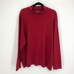 LL Bean Shirt Mens XXL Red Long‎ Sleeve Mockneck Cotton Soft Comfortable